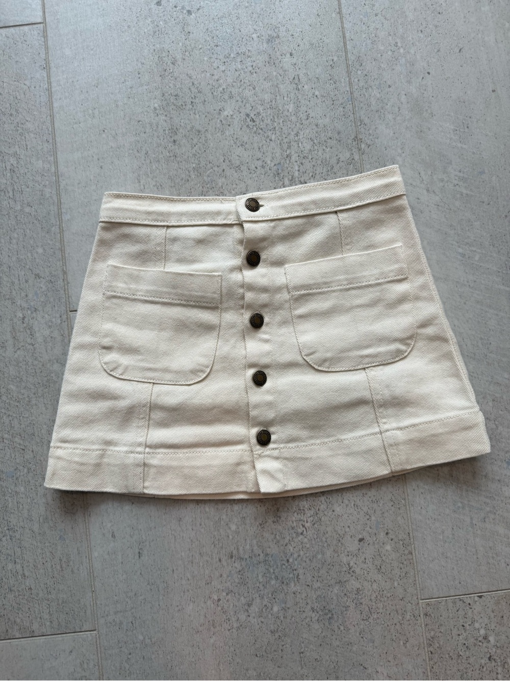 Rylee + Cru Button-Front Ivory Cotton Mini Skirt